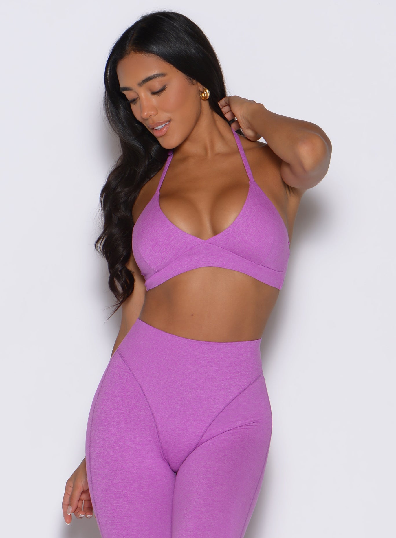 Electric Era Bra in Purple Rain featuring a plunging neckline and supportive push and hold fit.