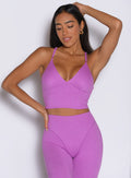 Electric Era Top in Purple Rain featuring a heathered fabric, plunging neckline, and sculpting fit.
