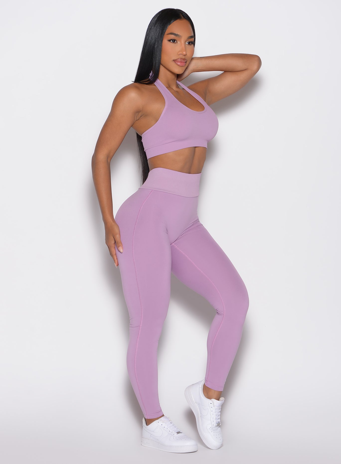 Smokey Grape Figure Butt Lift Leggings featuring a waist-snatching V-back and sculpting scrunch.