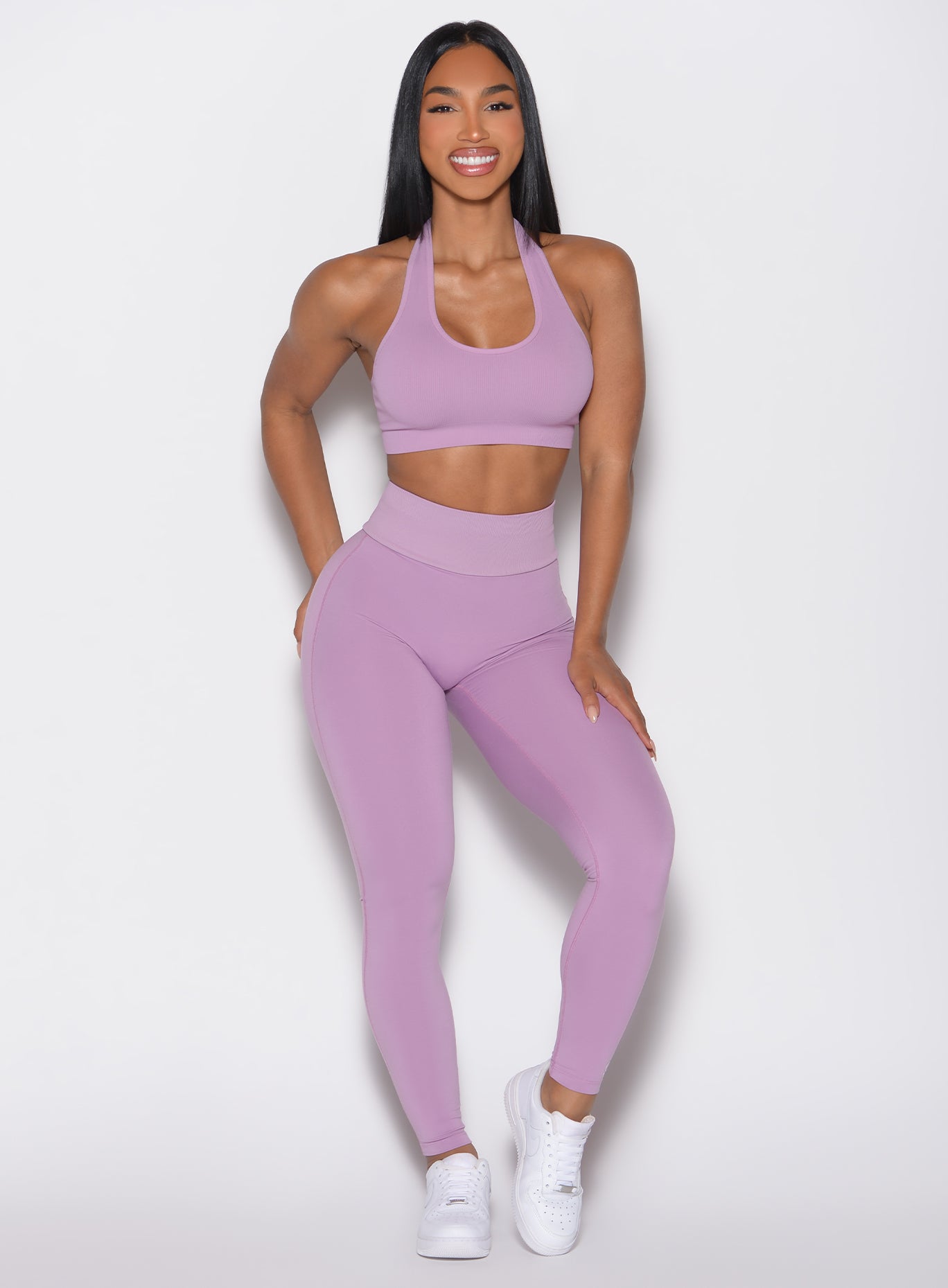 High-waisted Figure Butt Lift Leggings in Smokey Grape with a sculpting, squat-proof gym fit.