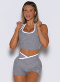 Finish Line Tank in Cloud featuring a cropped fit and breathable performance fabric for gym sets.