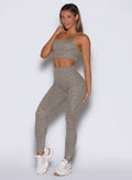 High-waisted Fit Leggings in Nori Cheetah, featuring sculpting internal scrunch gym activewear.