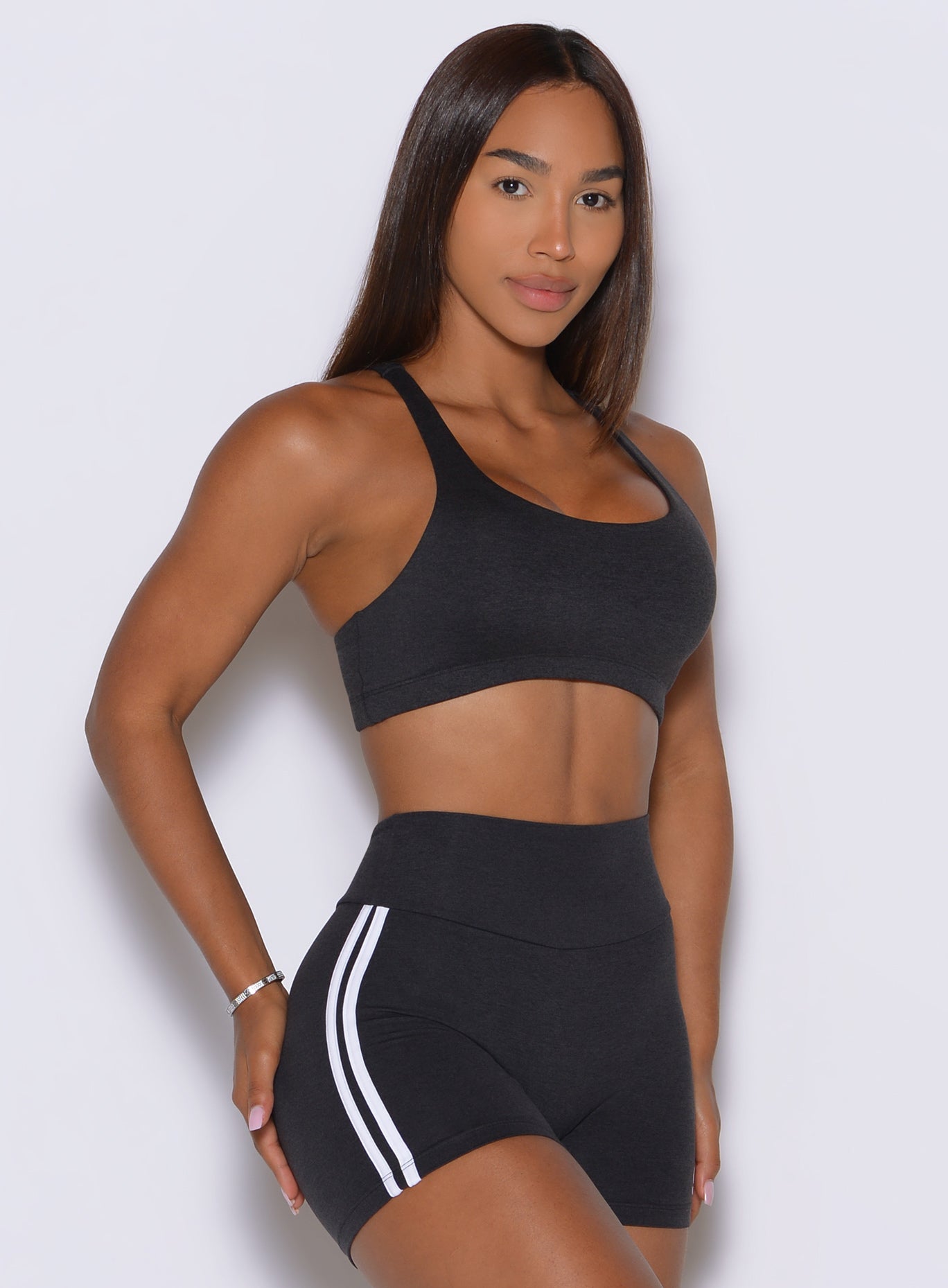 Seamless-feel front design on the Obsidian Black Founder Favorite Bra enhances daily workouts