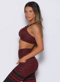 Black Cherry Cheetah Glow Sports Bra designed with flexible stretch for focused training sessions