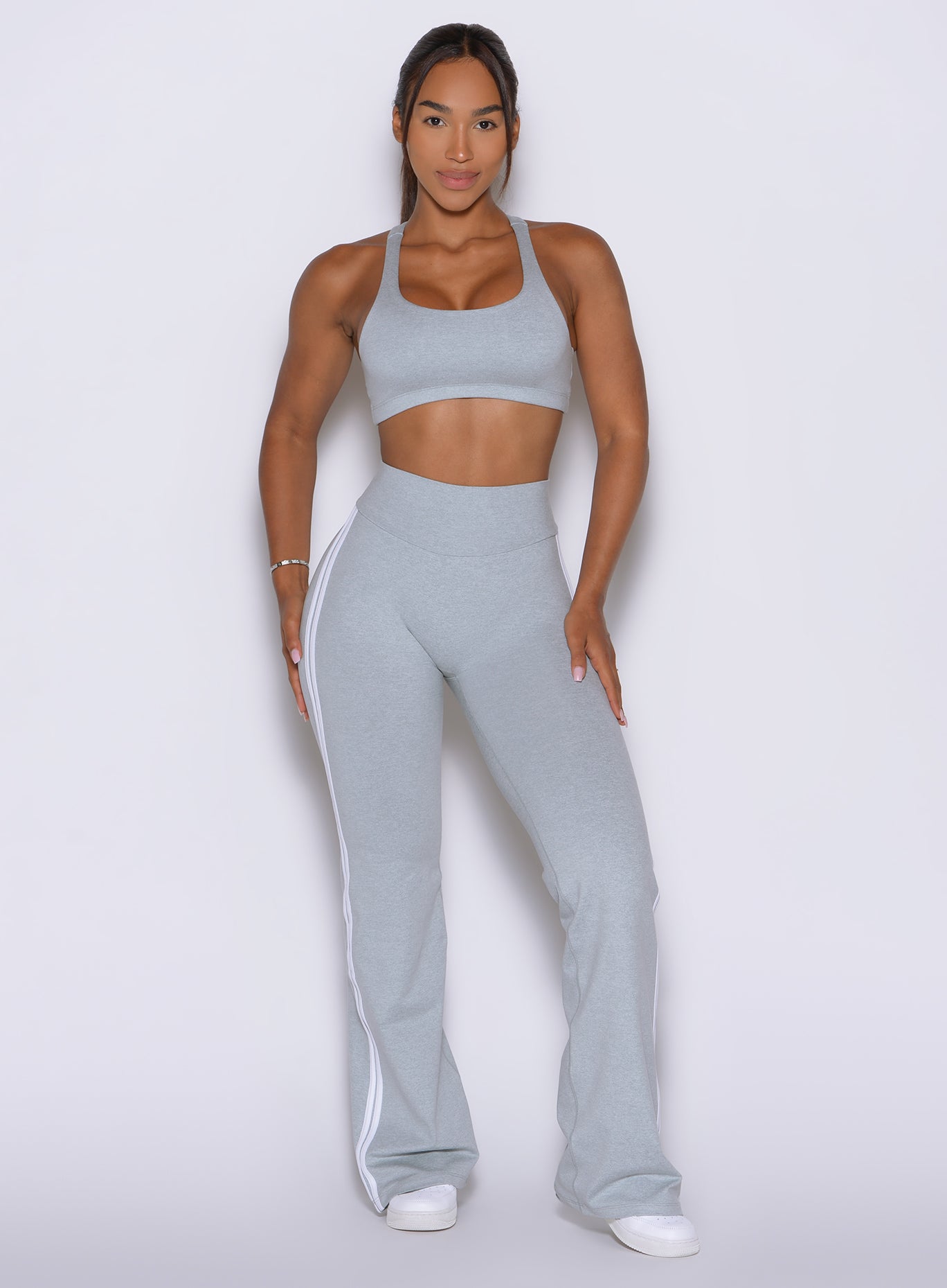 Ice Queen brings a sleek, cool-toned look to these curve-enhancing straight-leg workout leggings