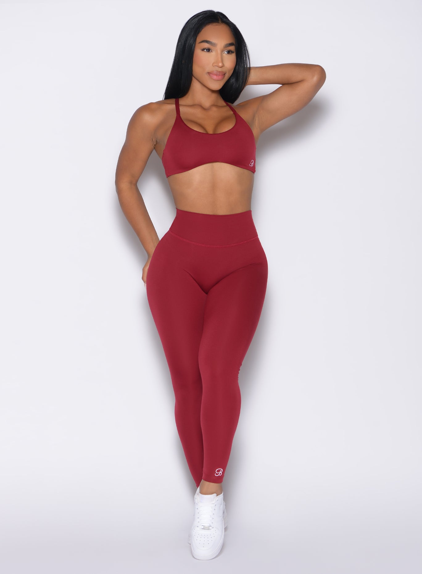 Sculpting Red Velvet Internal Scrunch Leggings with a hidden booty-contouring seam.