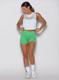 Neon Miami Beach Lift Contour Shorts with a high-waisted crossover fit and sculpting scrunch seam.