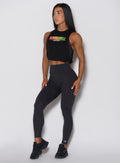 Heathered Black Lift Movement Leggings with a sculpting high waistband and performance gym fit.
