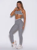 Line Contour Leggings in Cloud featuring white contrast piping and a sculpting high-waisted fit.
