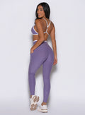 Violet Line Contour Leggings featuring white contrast detailing and a flattering sculpting fit.