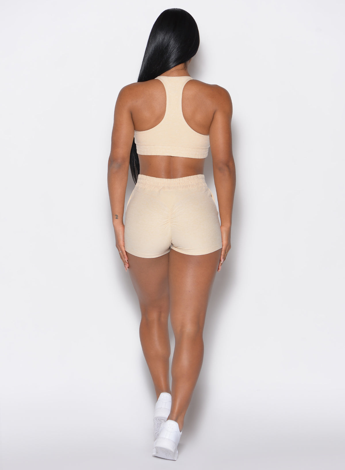Vanilla Cloud Comfort Shorts feature a flattering scrunch back and breathable lounge-ready fit.