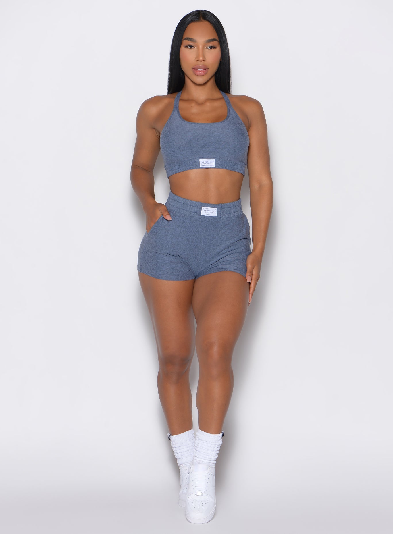 Twilight Cloud Comfort Shorts with a scrunch waistband and soft heathered finish for lounging.