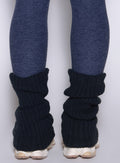 Space Blue Luxe Leg Warmers in a chunky rib knit; short, flexible fit for retro-athletic style.