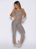 Smoked Taupe Movement 7/8 Leggings with a high-rise fold-over waist for buttery-soft gym sculpting.