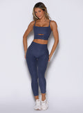 Space Blue Movement 7/8 Leggings in a high-waisted, curve-enhancing fit for glute-sculpting power.