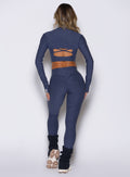 Glute-sculpting Space Blue Movement 7/8 Leggings in heathered fabric for high-impact studio flows.