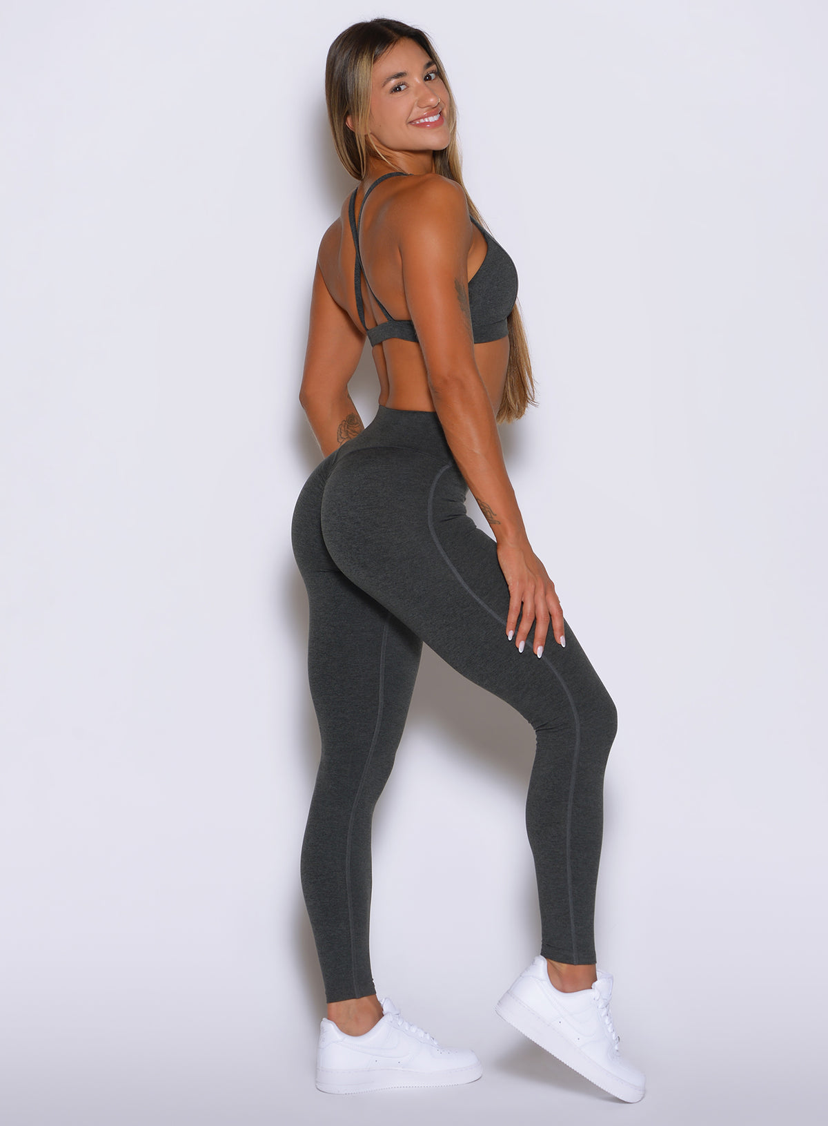 Charcoal Movement Leggings hug the curves with flexible four-way stretch and a high waist