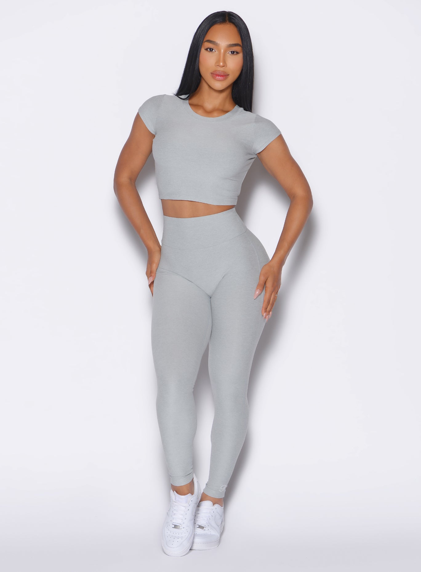 Light Cloud Movement Leggings with heathered fabric and high-waisted fit for sculpting gym support.