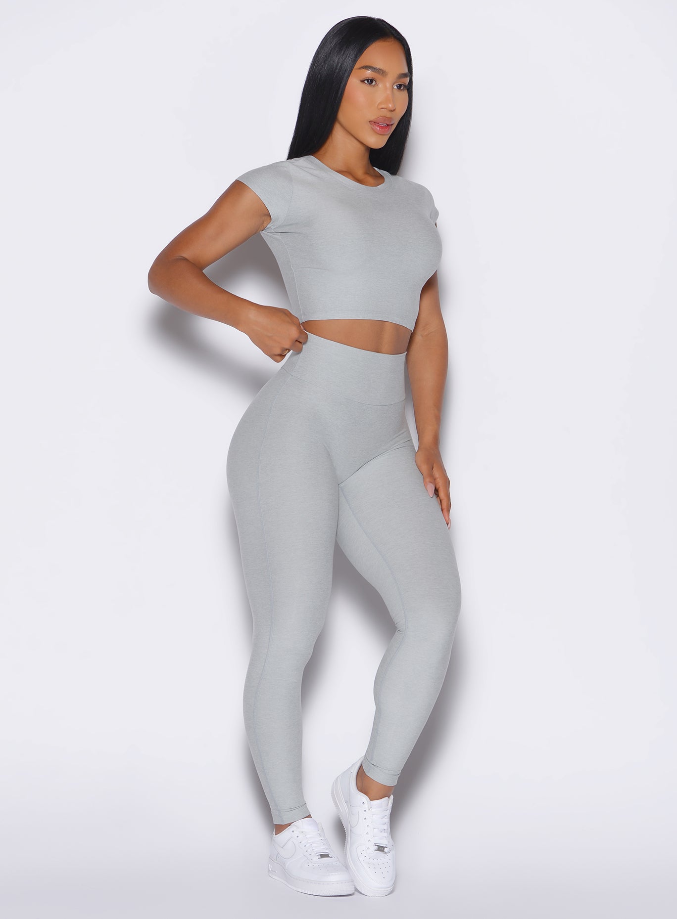 Sculpting Light Cloud Movement Leggings with a sweetheart back seam for a lifted gym look.