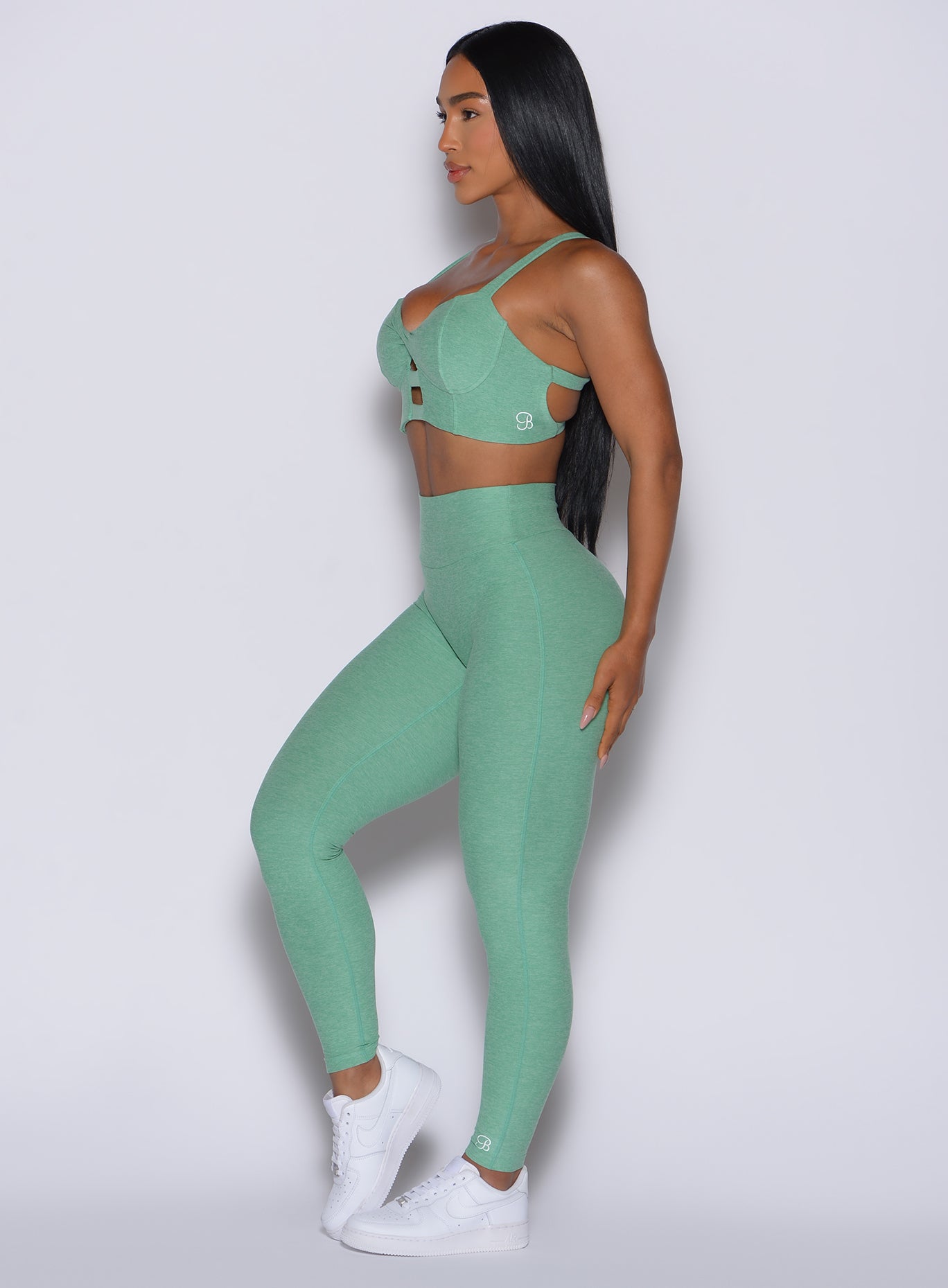 Seamless Sage Movement Leggings; a high-waisted, sculpted profile for ultimate gym performance.