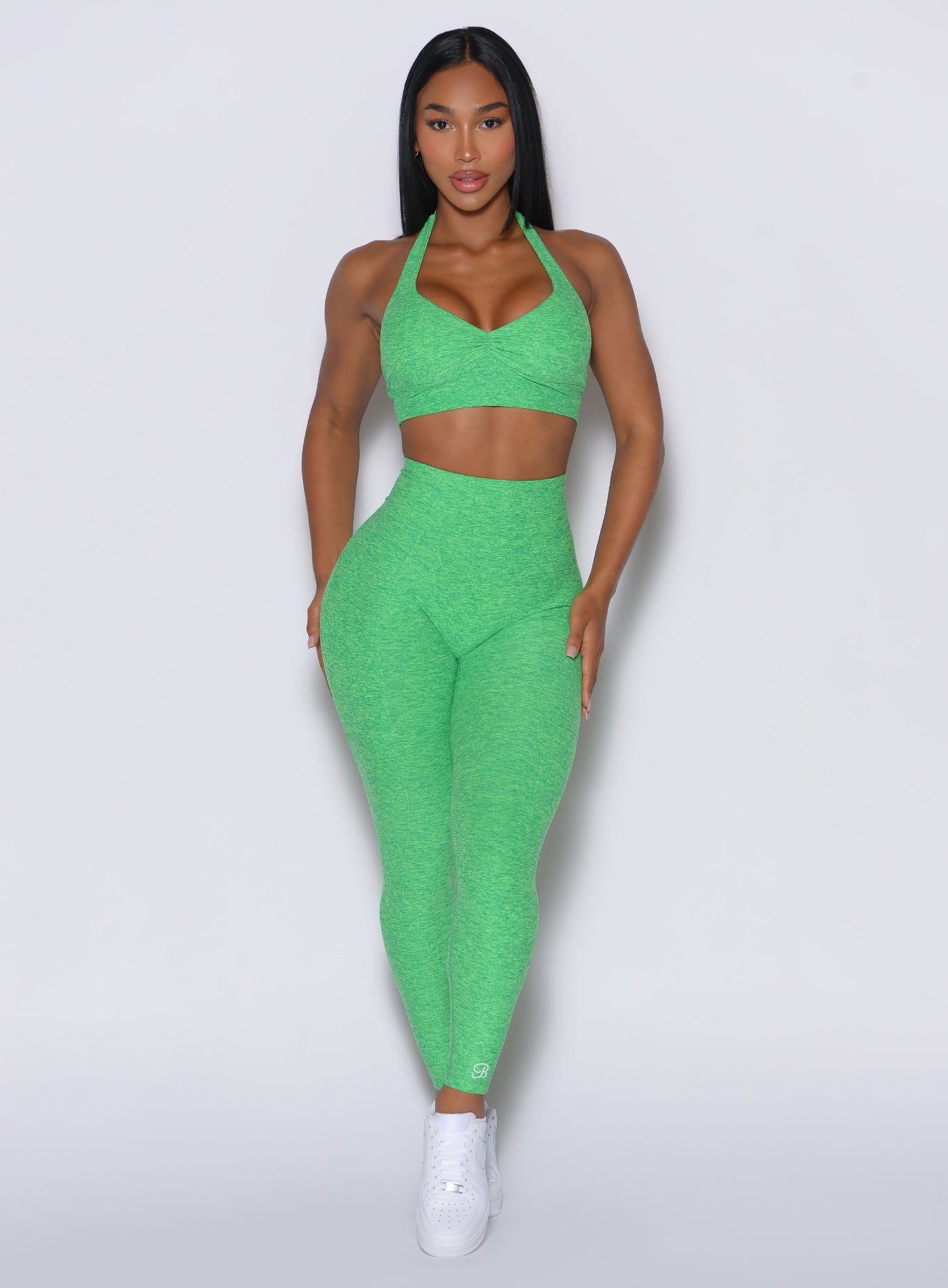 Neon Miami Beach V Back Leggings with high-waisted front and sculpting V-scrunch back seams.