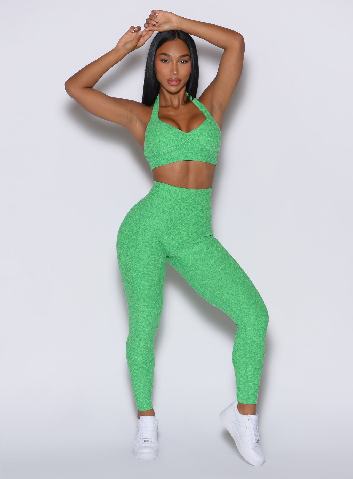 Neon Miami Beach V Back Leggings with high-waist support and side pockets for gym training.