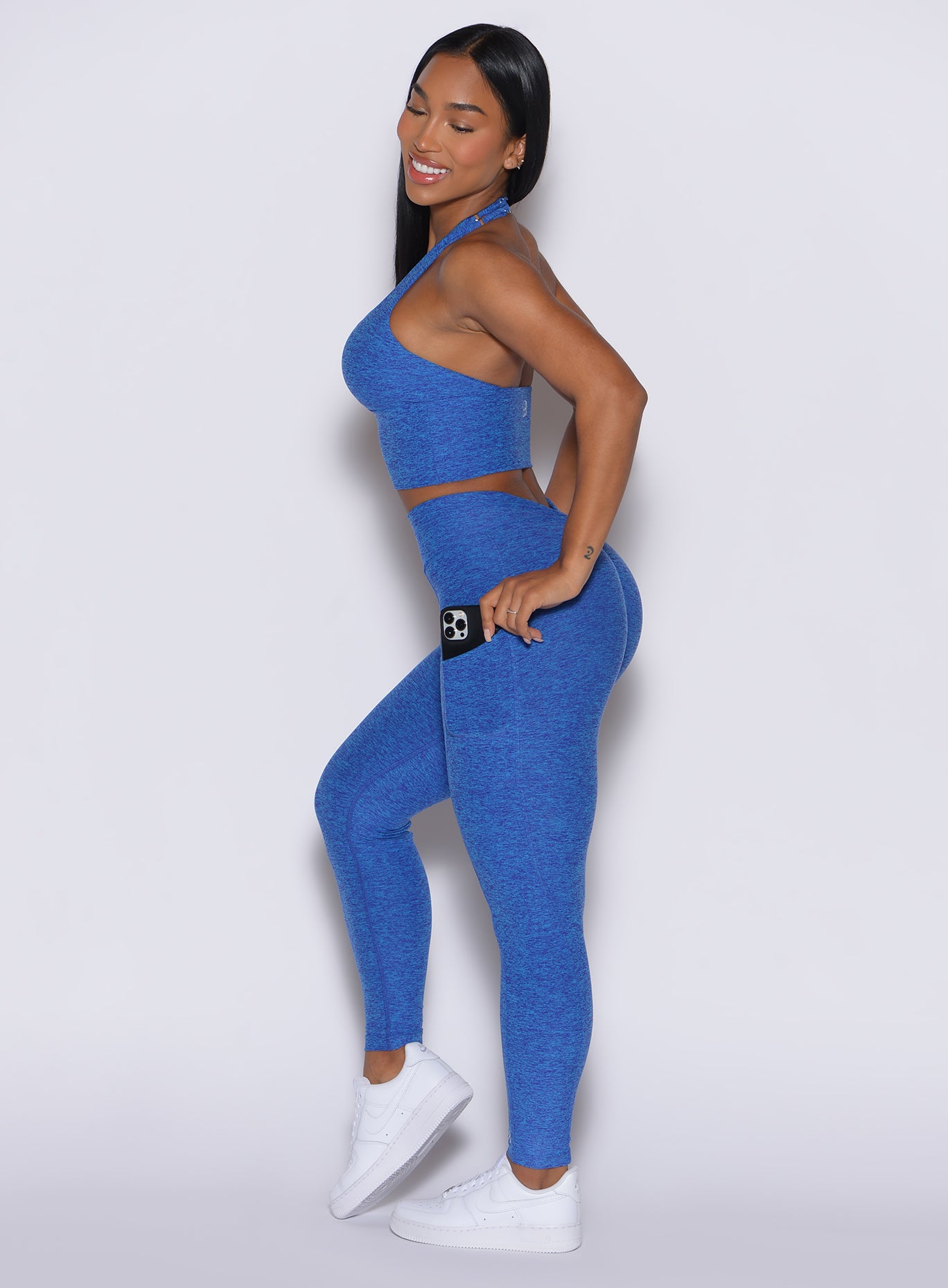 V Back Leggings | Neon Blue | Bombshell Sportswear