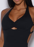 picture of a model wearing a black bodysuit