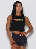 Front view of a black Ombre Logo Tank with a relaxed fit, twist hem, and open sides for ventilation.