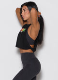 Black Ombre Logo Tank with a relaxed fit and open sides for breathable, lightweight gym layering.