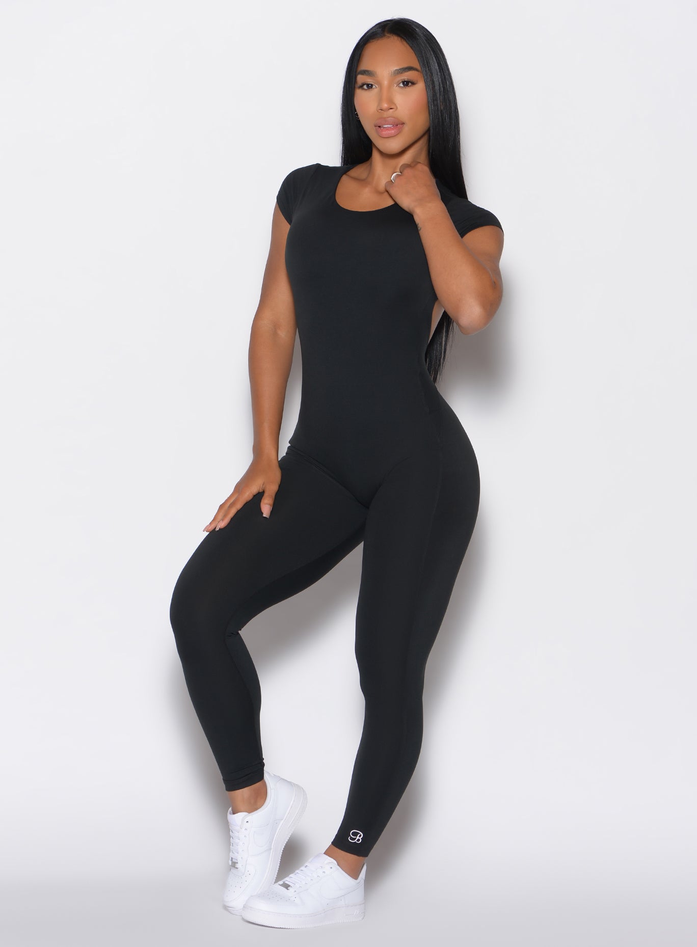 Bomshell SPORTSWEAR(ボムシェルスポーツウェア) Sサイズ Black Short Sleeve Open Back Bodysuit | Bombshell Sportswear