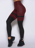 Close-up of Bombshell Perform Thigh-Highs Leggings highlighting cheetah print and mesh panels