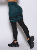 Close-up showing the mini cheetah print and internal lifting scrunch from a left angle