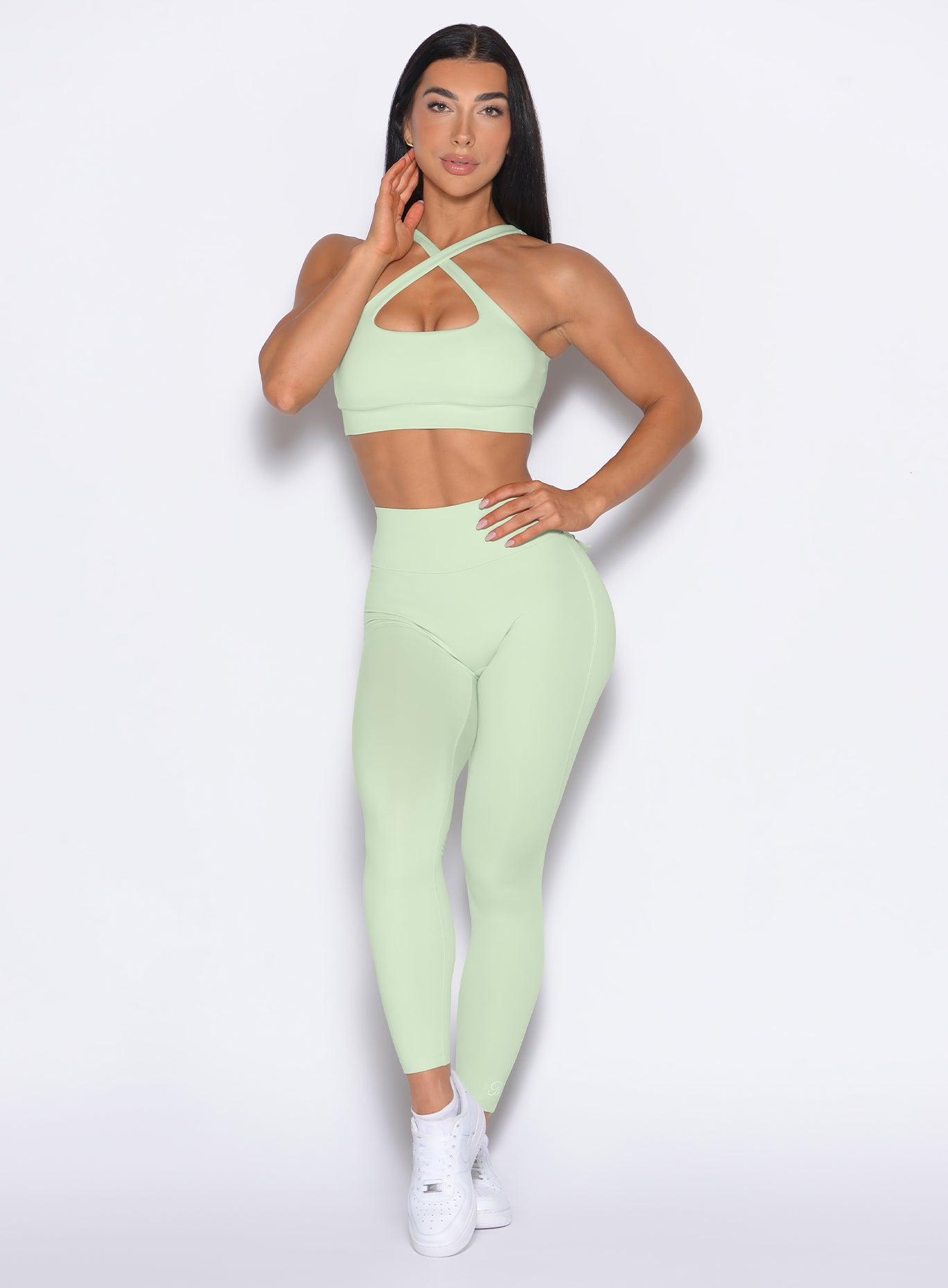 High-waisted Pocket Pop Leggings 2.0 in Cool Matcha; buttery soft compression for elite workouts.