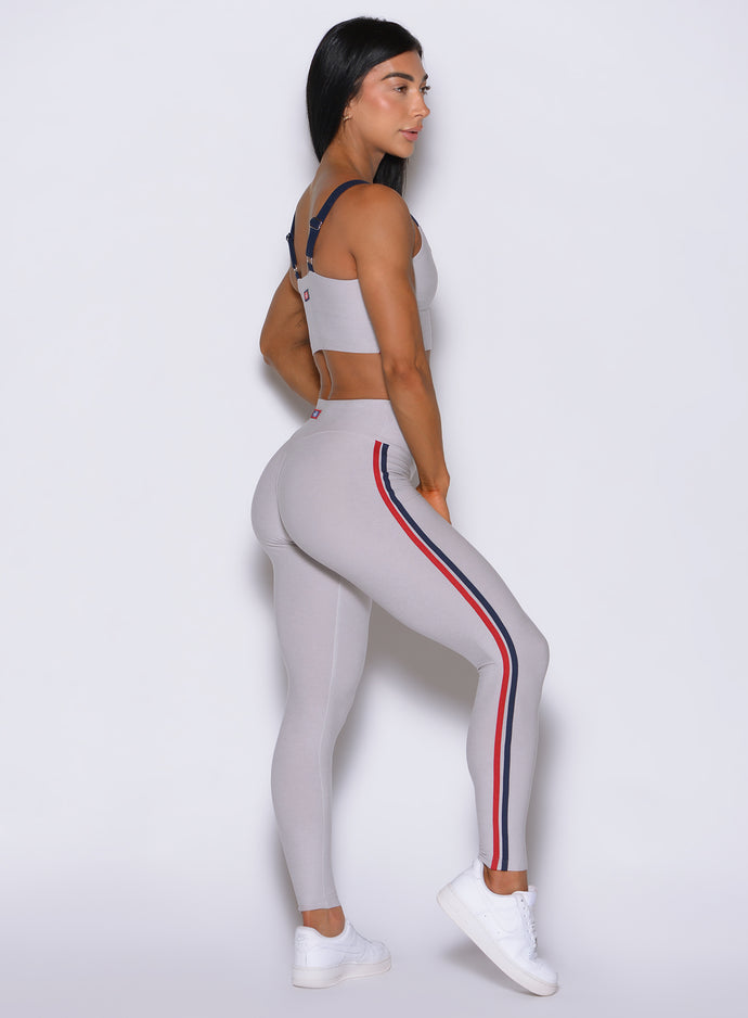 Side-angle shot highlighting the bold contrast paneling on the right of the Ice Power Play legging