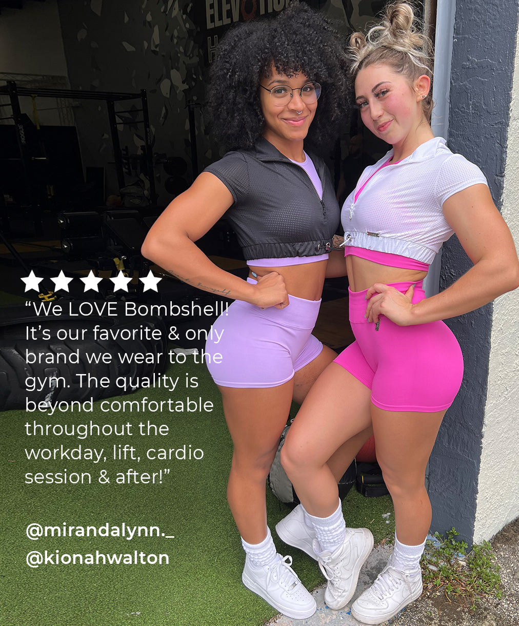 Girlfriends standing outside gym in cute gym outfits