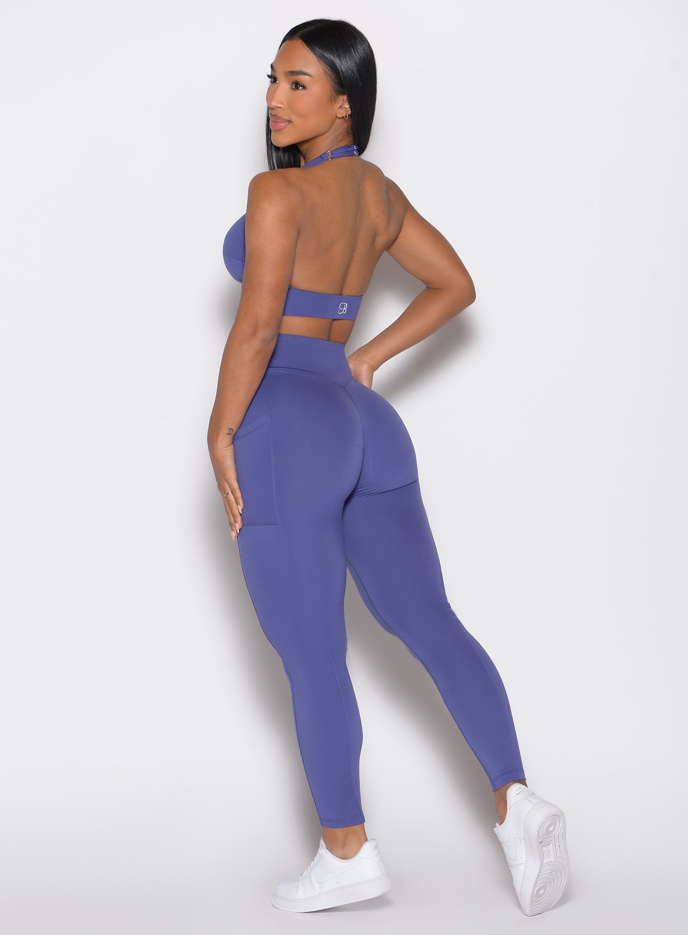 Sculpt Knot Leggings in Future Dusk with a high-waisted V-cut and signature rear knot detail.
