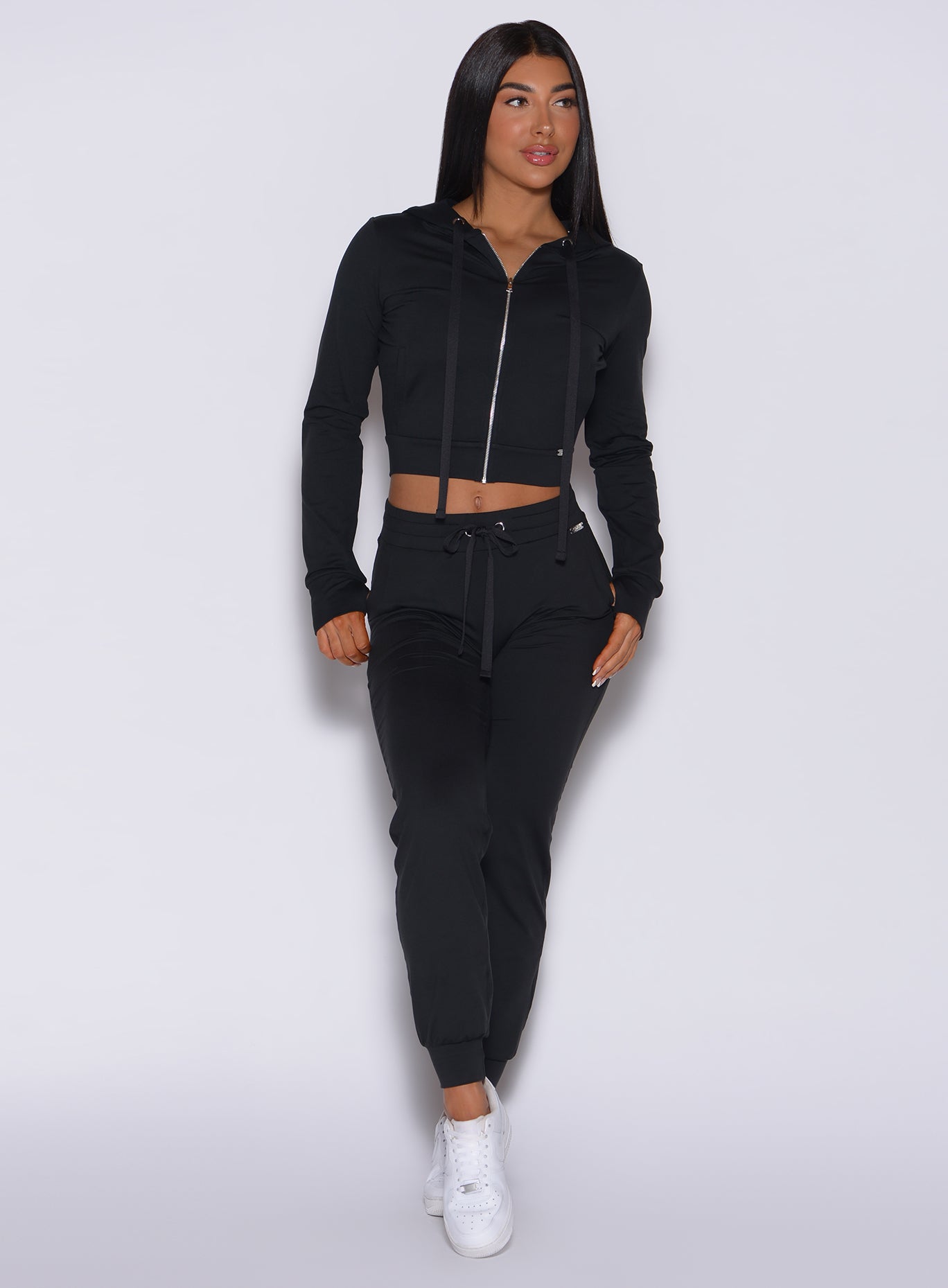 full front view of model in the signature jacket and matching cozy joggers