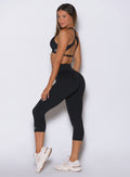 Black Smooth Capri Leggings with sleek capri silhouette and flexible second-skin workout support
