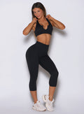 Black Smooth Capri Leggings with high-rise sculpting support and seamless training comfort