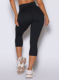 Black Smooth Capri Leggings with glute-lifting scrunch detail and sculpted capri performance fit