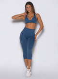 Lapis Blue Smooth Capri Leggings with sculpting high-rise fit and seamless workout support