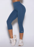 Lapis Blue Smooth Capri Leggings with supportive second-skin fabric and sleek capri contouring