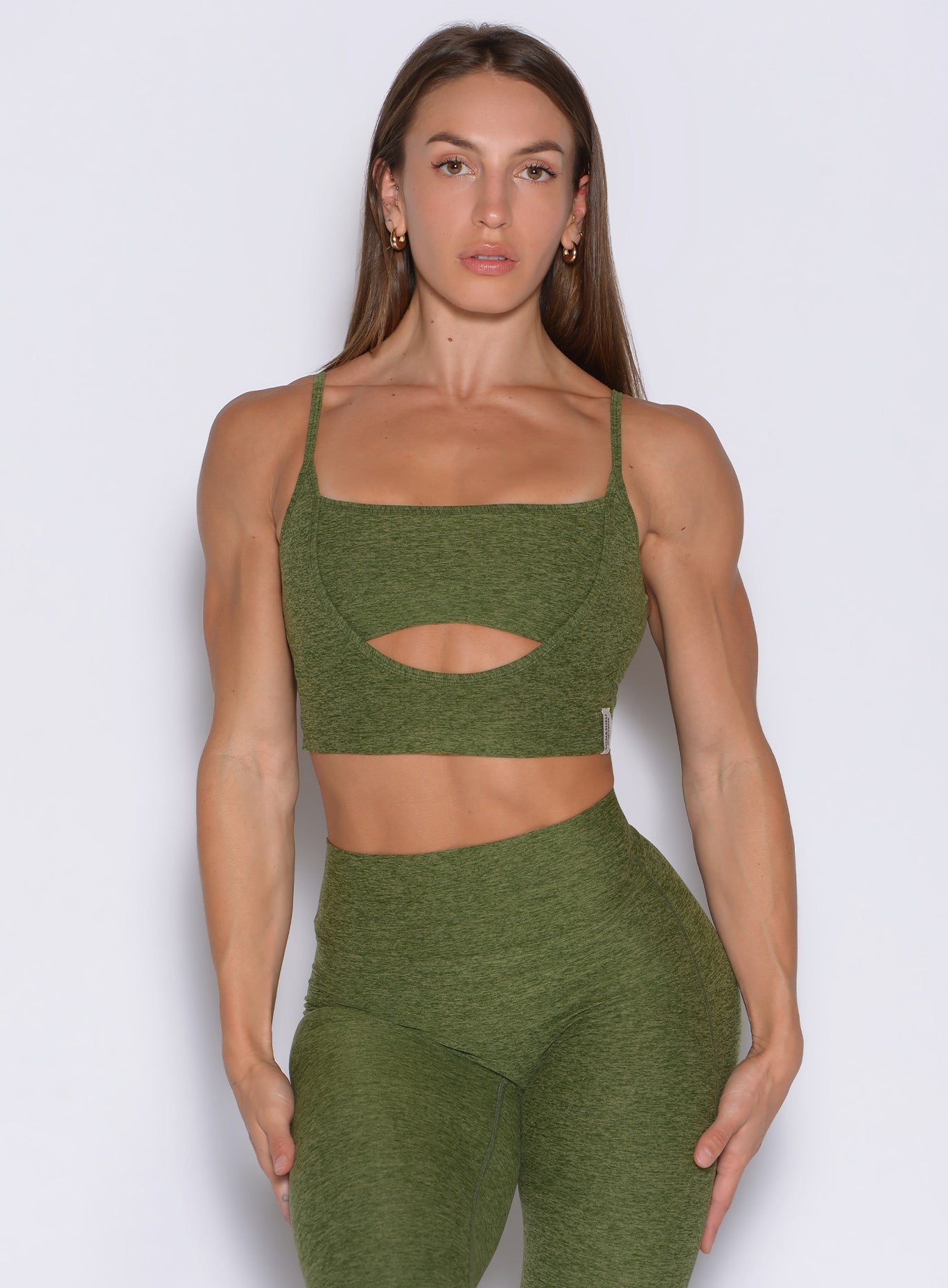 Juniper Studio Sculpt Bra with a sleek front keyhole and supportive binding for high-impact yoga.