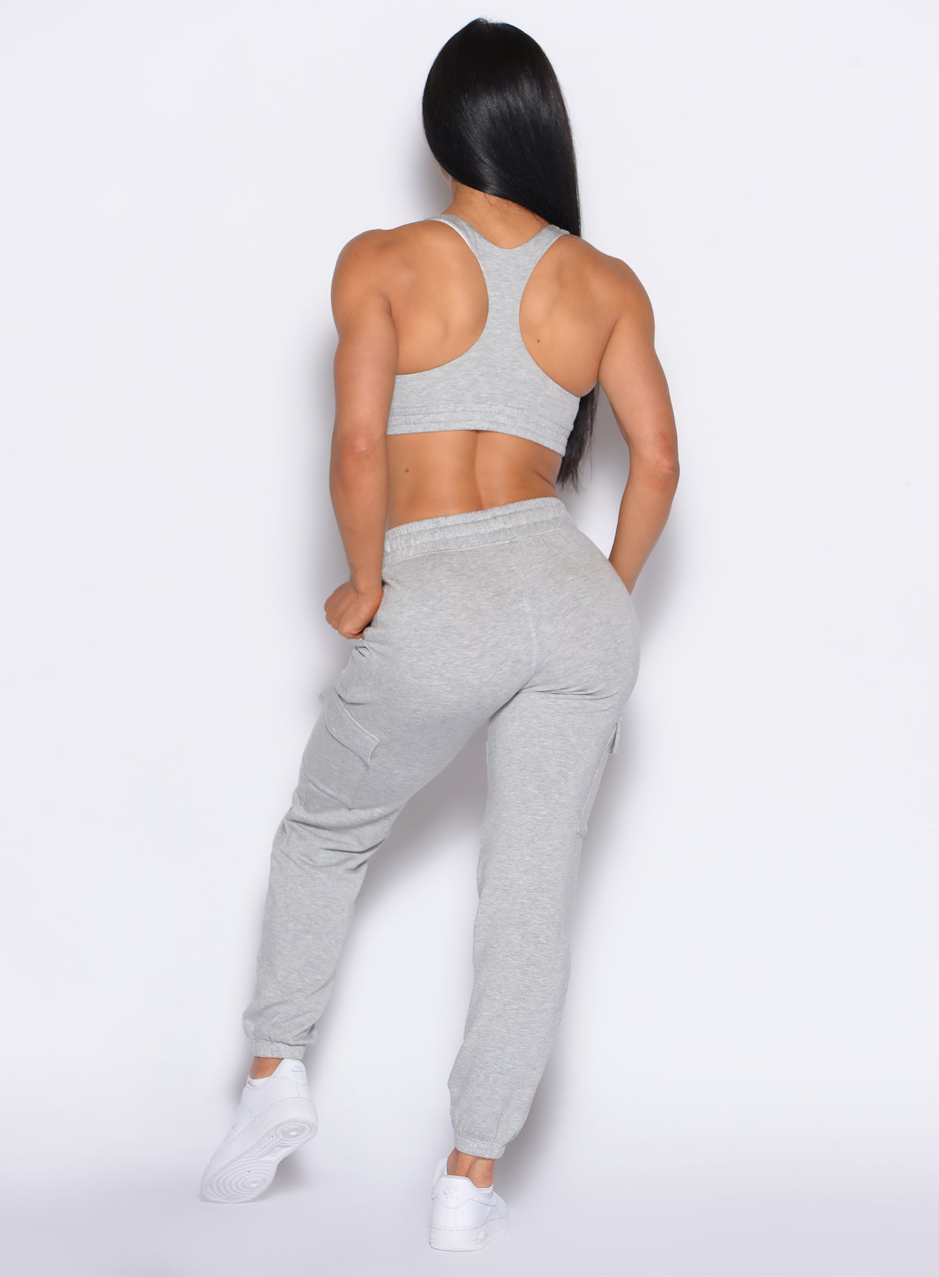 Tapered Light Heather Grey Sweat Joggers featuring a sculpting fit and soft fabric for chic lounge.
