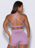 Racerback sports bra in Smokey Grape shows off adjustable straps designed for active support