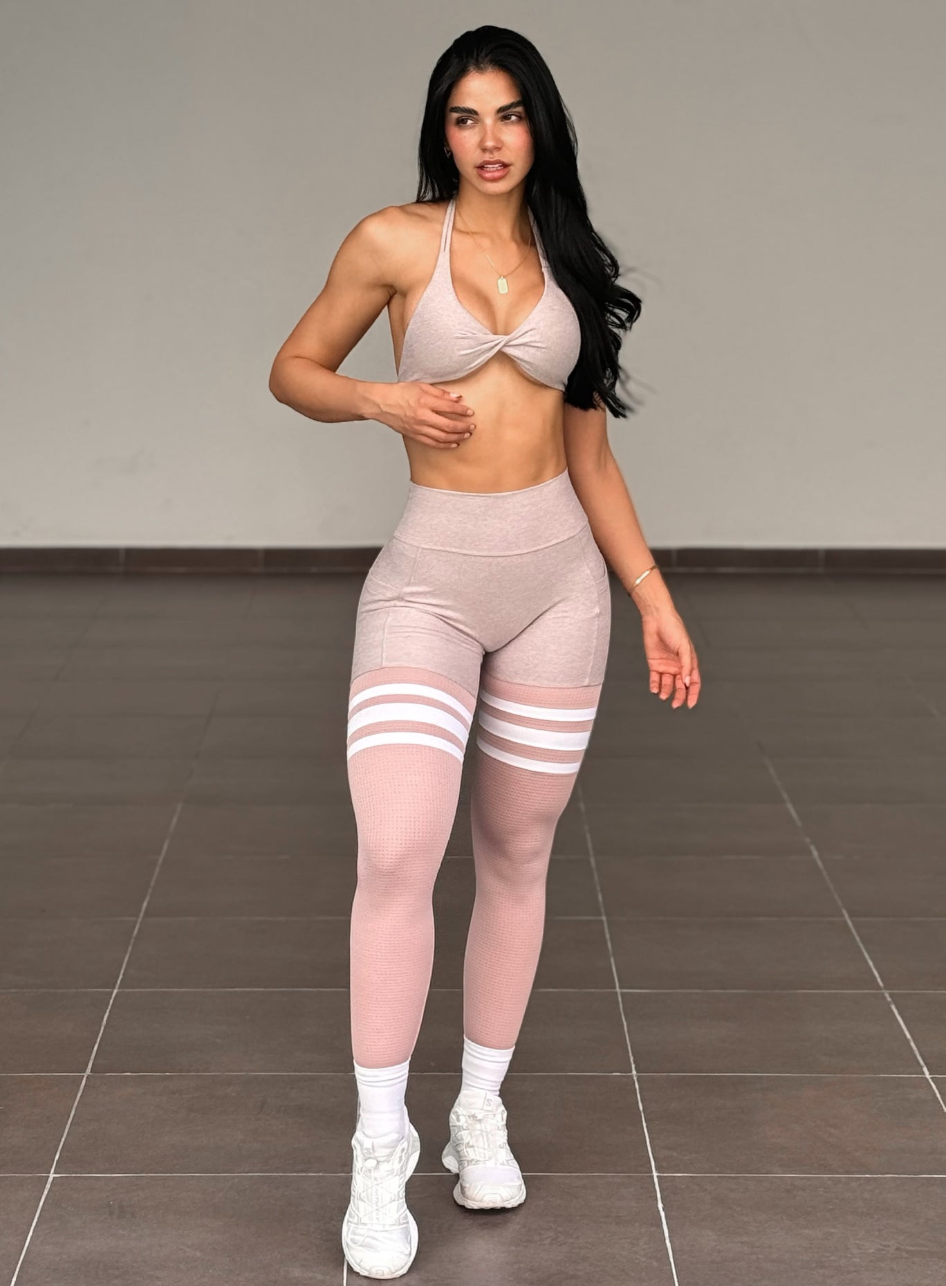 Violet Ice Scrunch Thigh-Highs with breathable mesh and a sculpting high-waist fit.