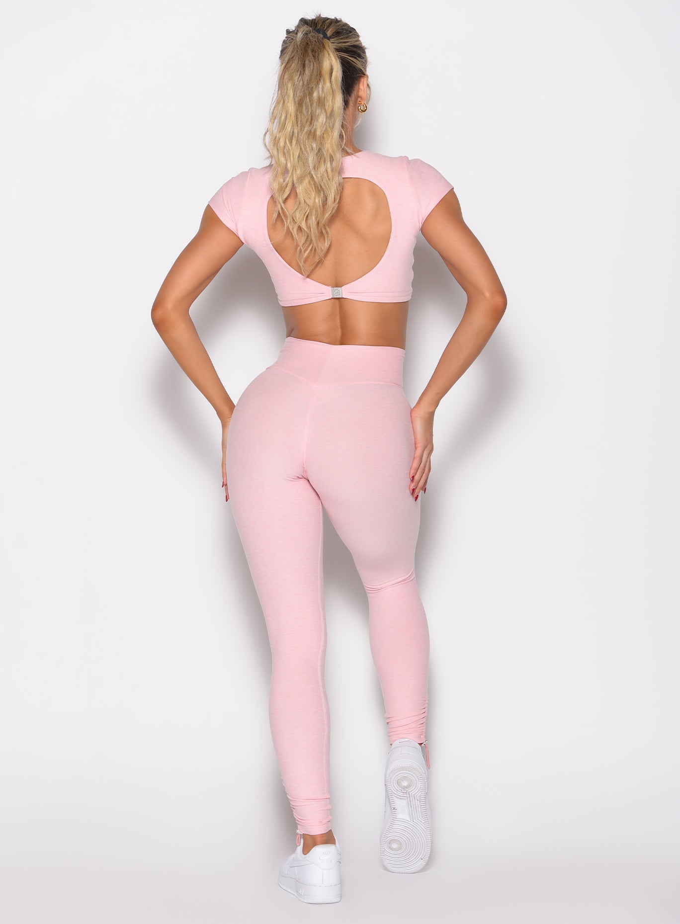 Candy Toggle Pull Leggings with adjustable waist; high-impact back-view sculpting gym performance.