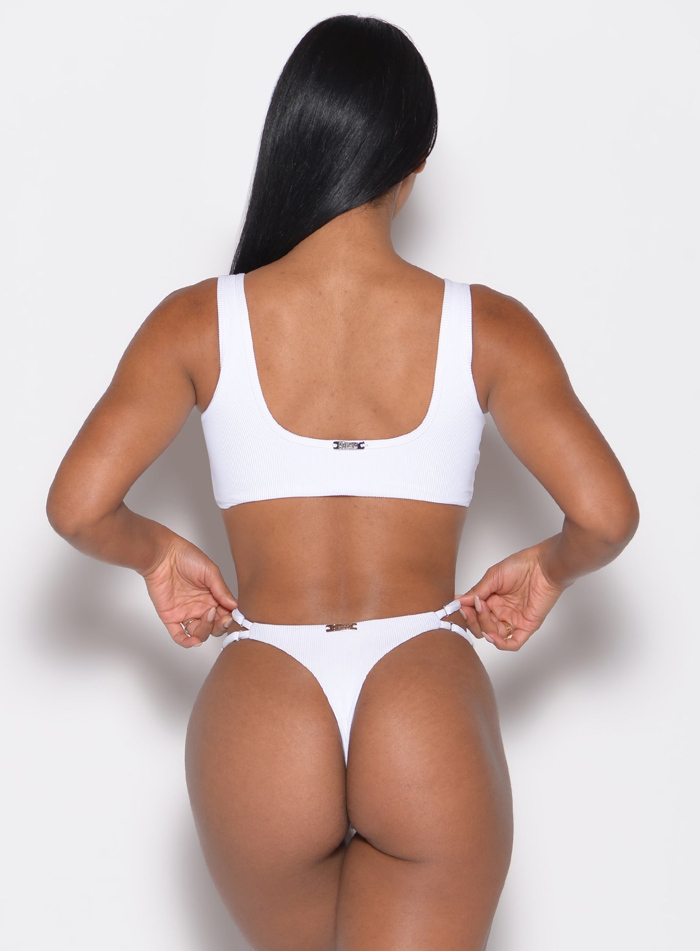 Tropical Tease Bikini Top in Coconut Sugar featuring ribbed fabric and a sexy strappy back.