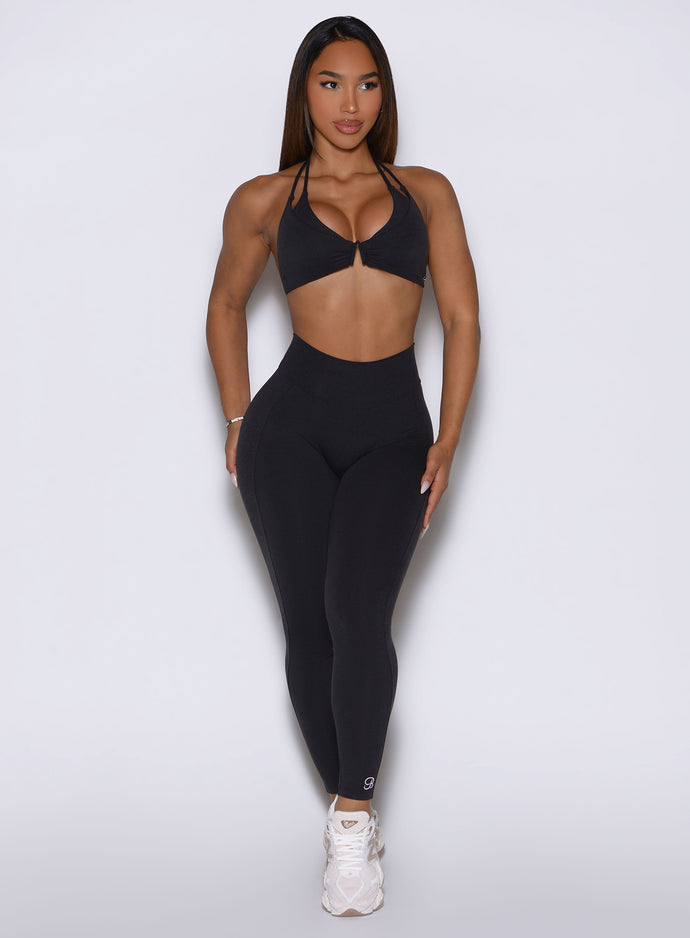 Bombshell Sportswear Uplift Peach Leggings in Obsidian Black with a seamless, high-rise front.